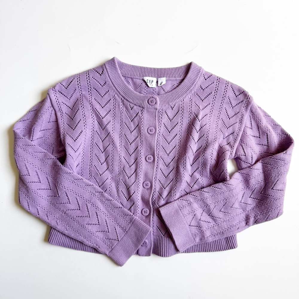 GAP Cozy Purple Cable Knit Cardigan